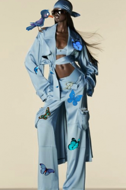 Blue butterfly outfit- combinação de moda