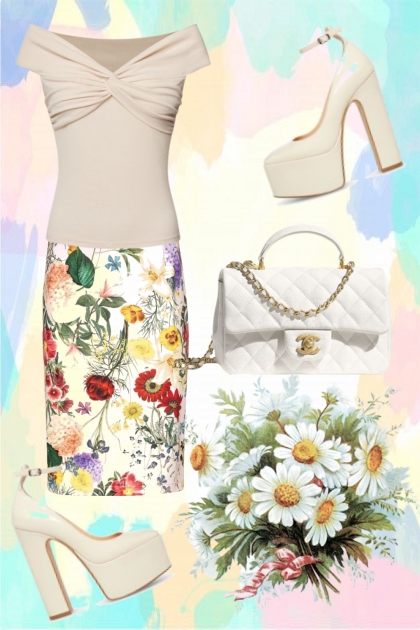 Flowery skirt- combinação de moda
