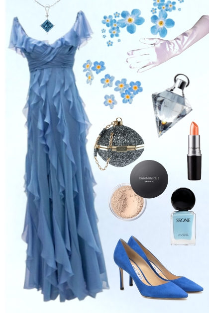 Romantic blue dress- Fashion set