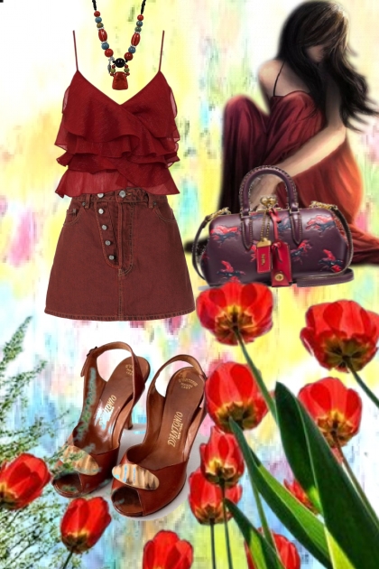 Wine red outfit 2- Fashion set