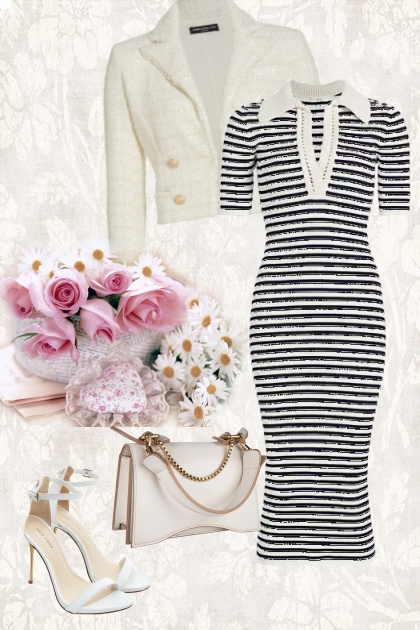 Stripy dress- combinação de moda