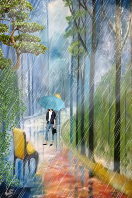 Rain in the park- combinação de moda