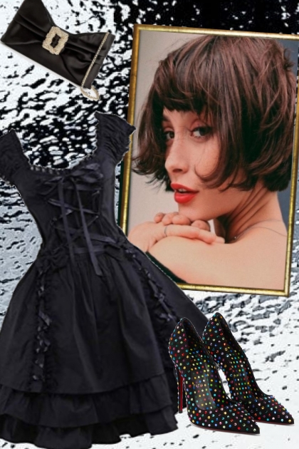 Vintage black dress- コーディネート