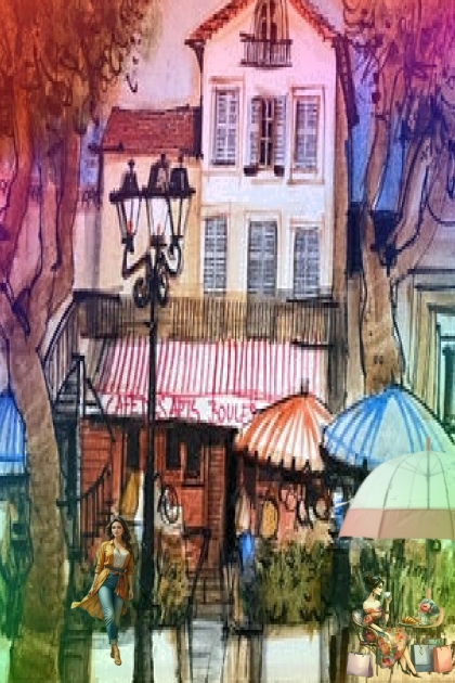 Cafe under parasols- Fashion set