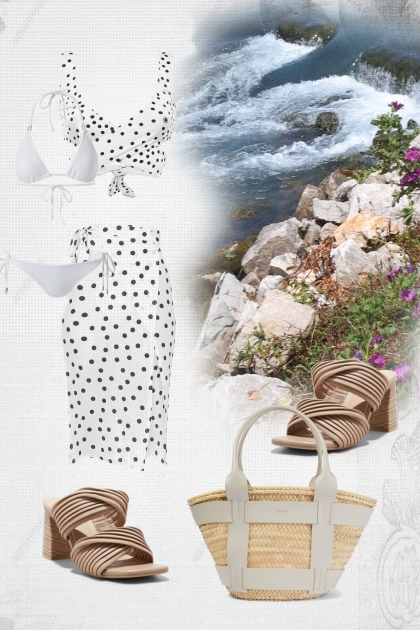Polka dot beach outfit- Combinazione di moda