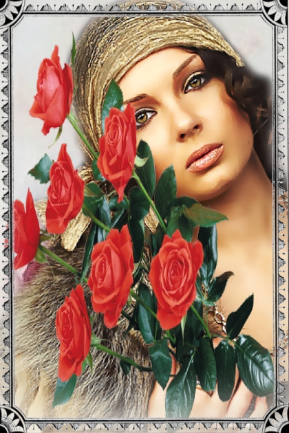 Lady with red roses 2
