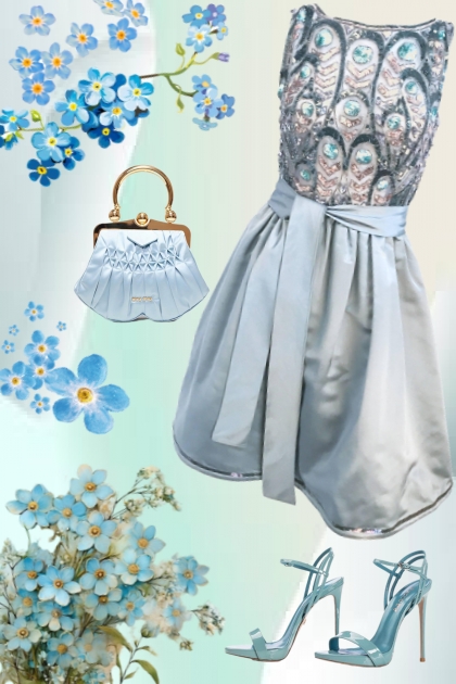 Blue silk dress- Combinaciónde moda