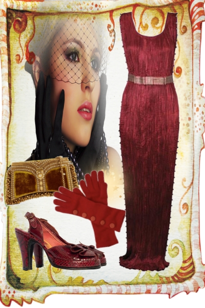 Red wine dress- Modna kombinacija