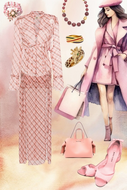 Checkered pink- Combinazione di moda