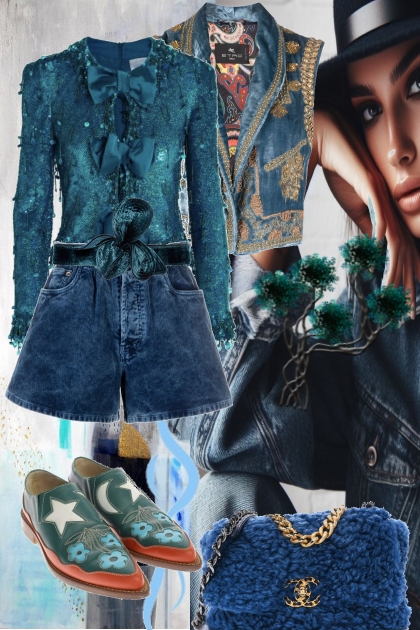 Denim shorts- Combinazione di moda