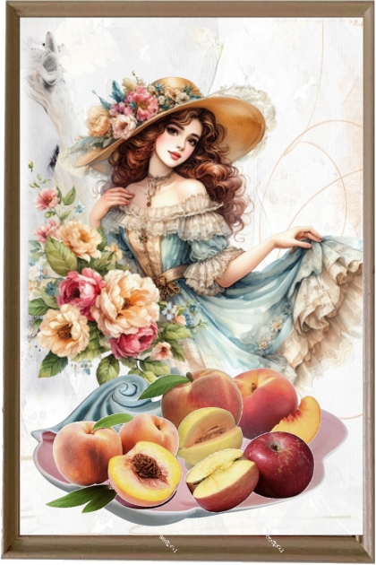 A girl with fruit and flowers- combinação de moda