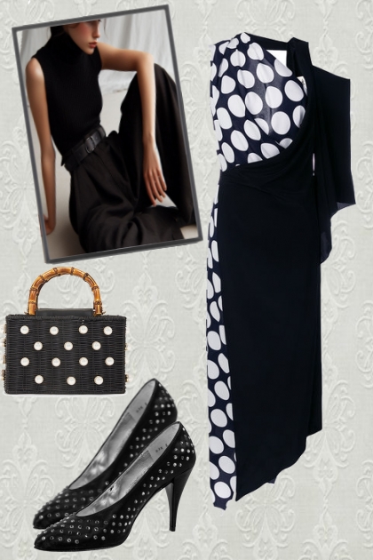 Polka dot in black and white 2- Combinazione di moda