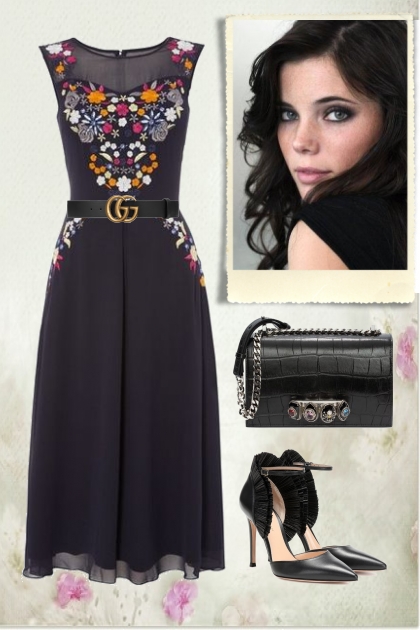 Black with a flower pattern- Fashion set