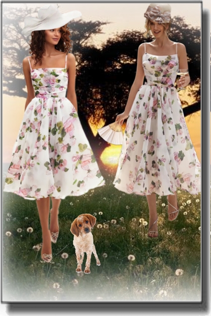 Summer dress with a flower pattern- Fashion set