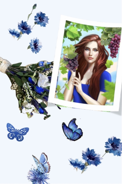 Blue: grapes and flowers- Combinaciónde moda