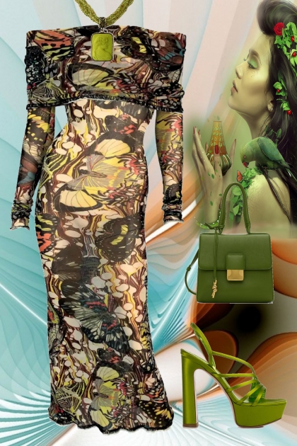 Dress with an abstract pattern- Combinazione di moda