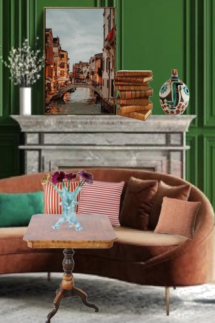 A sofa in front of the fireplace- Fashion set