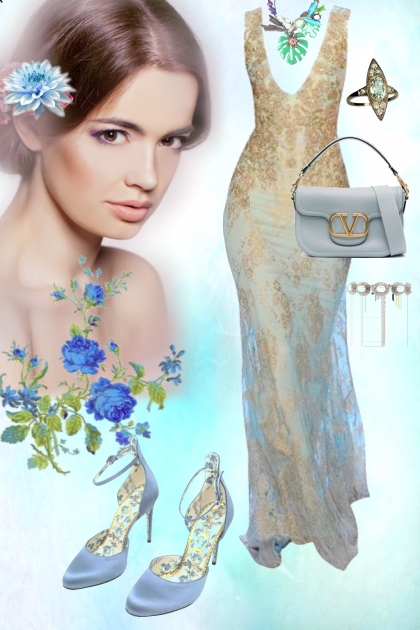 Blue and gold outfit- Combinaciónde moda