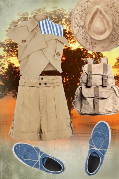 Safari style shorts suit- Fashion set