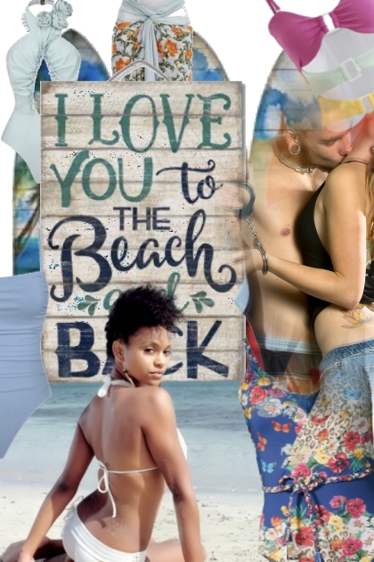 I love u to the beach- combinação de moda