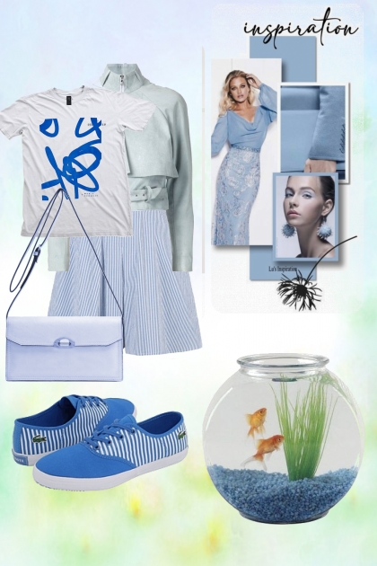 Blue: formal and casual- Combinazione di moda