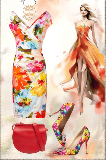 Bright flowers print- Fashion set