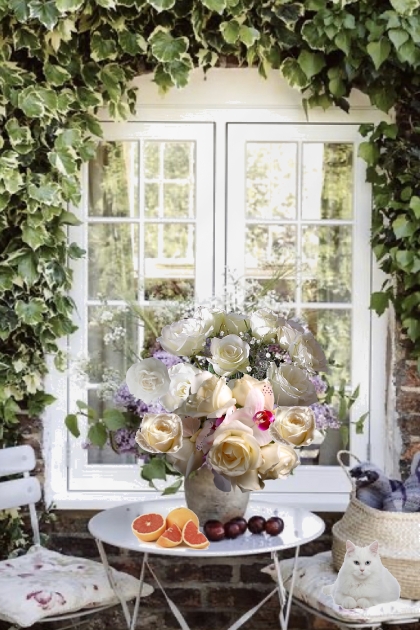 Flower vase in front of the window