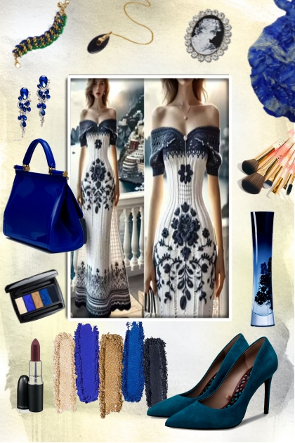 Elegant blue and white- combinação de moda