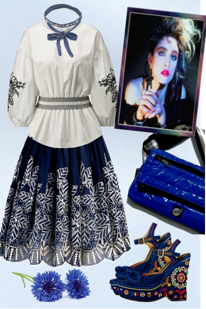 Folk style in blue- Modna kombinacija