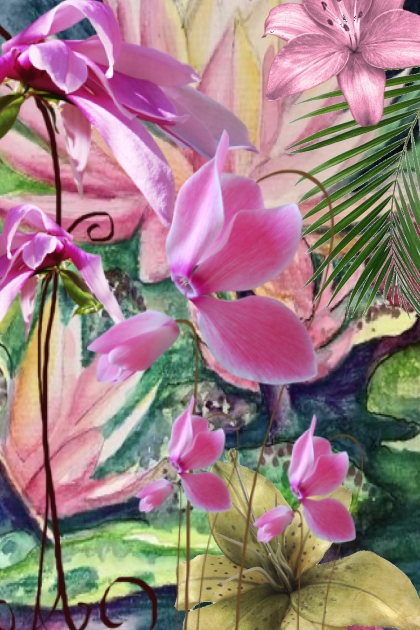 Tropical plants in lilac colour- コーディネート