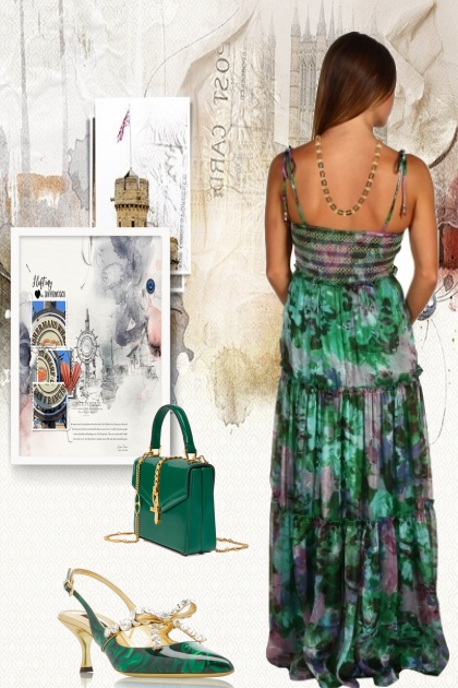 Emerald green dress 2- Fashion set