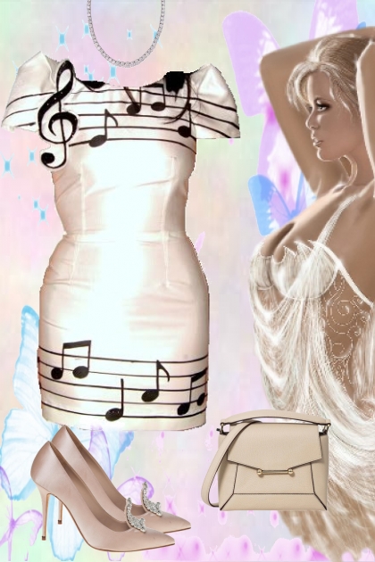 Dress with notes- Modekombination