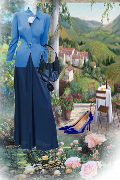 Royal blue trousers-skirt- Combinaciónde moda