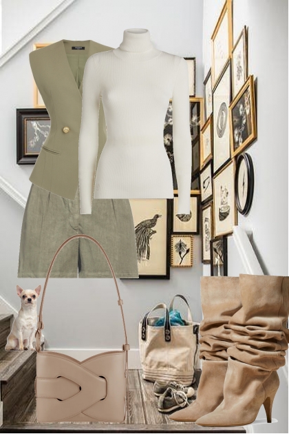 Khaki shorts outfit- Fashion set