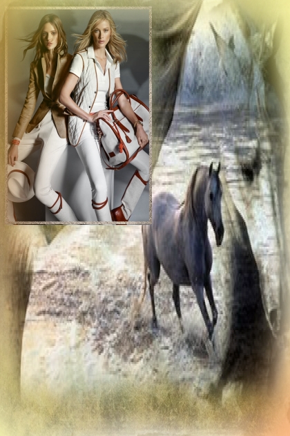 White horses and equestrians- Fashion set