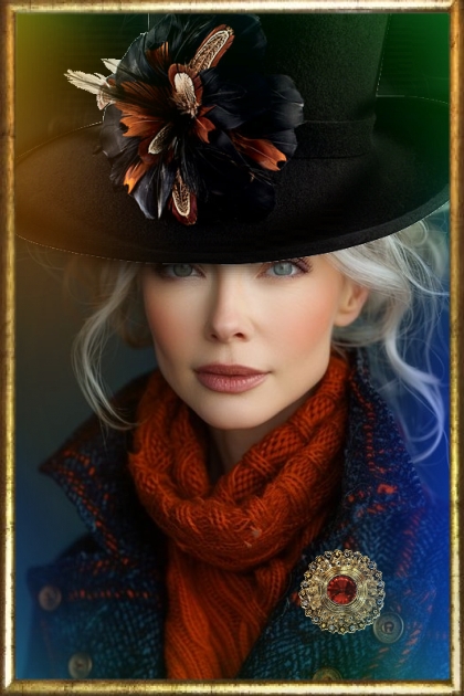 Black hat with feathers- Combinazione di moda