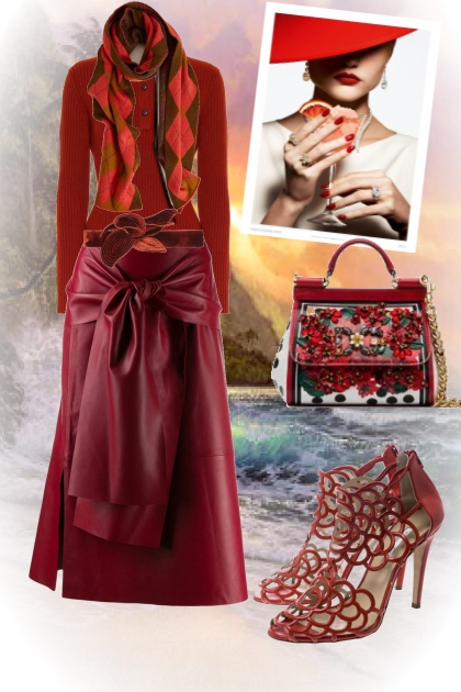 Casual wine red- Fashion set