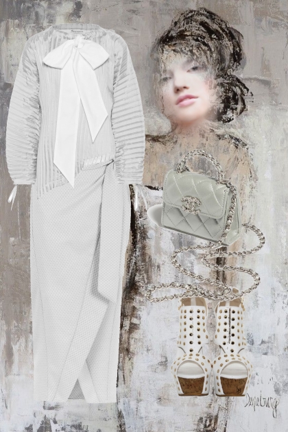 Outfit with a white bow- Modna kombinacija