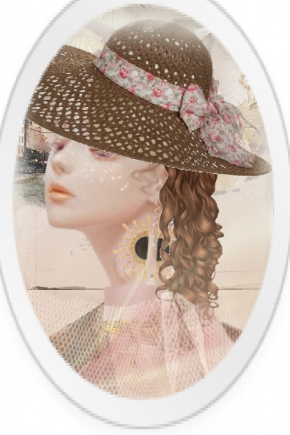 A girl in a wide-brimmed hat- Combinazione di moda