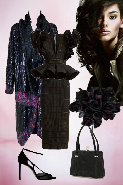 Smart black outfit with a coat- Fashion set