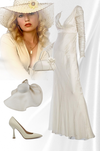 White satin dress- Modekombination