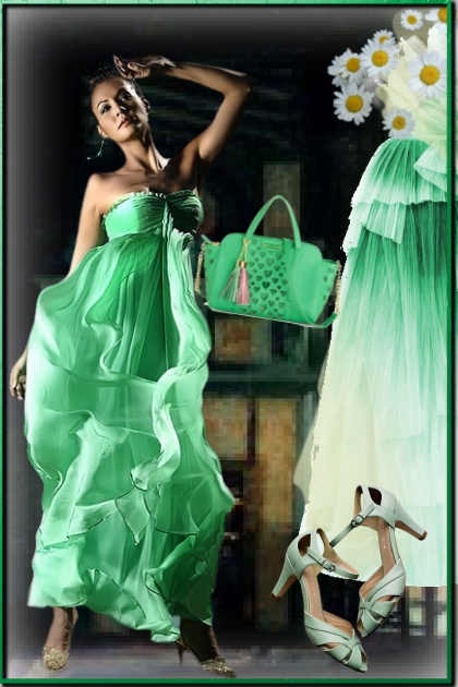 Airy green dress- Modekombination