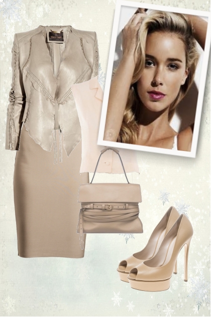 Elegant cream-coloured outfit- combinação de moda