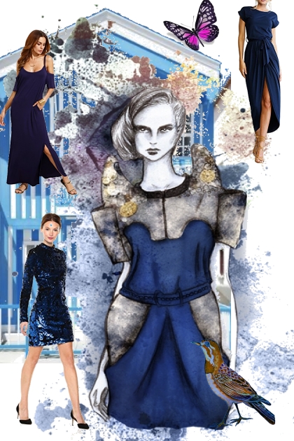 Dark blue dresses- Modna kombinacija