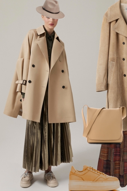 Beige coat- Combinaciónde moda