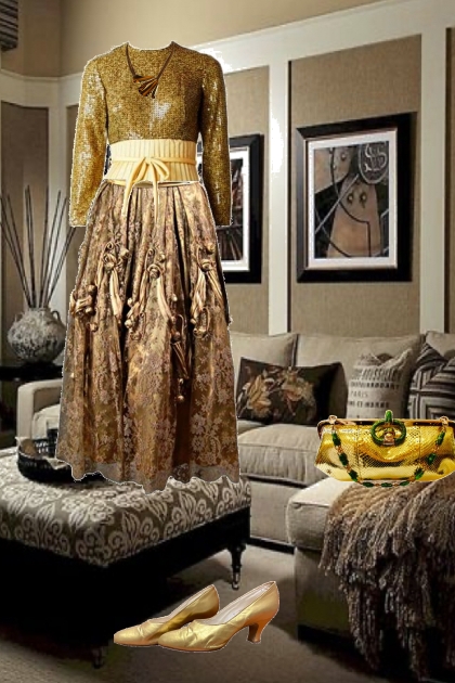 Outfit in golden colours