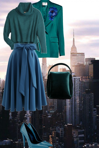 Winter outfit in turquoise