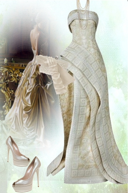 Gold and silver brocade dress