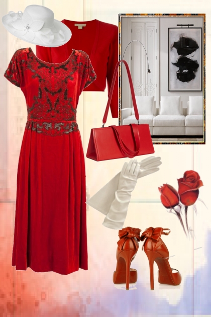 Red outfit with a bolero- Fashion set