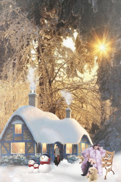 Forest hut in winter